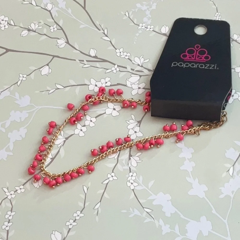 ❄️ Paparazzi | Pink and Gold Anklet Falling Blossoms Beach Bohemian